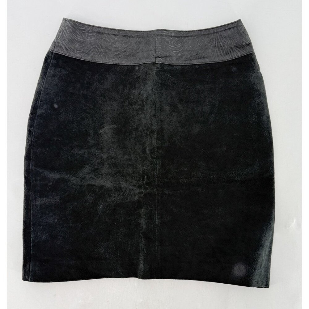 Vtg I.O.U. Leather Black Suede‎ Mini Skirt Size 9 Western Boho